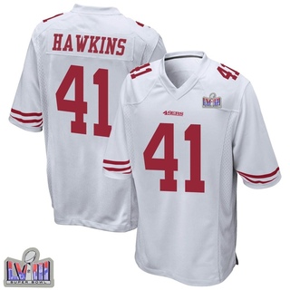 Game Tayler Hawkins Men's San Francisco 49ers Super Bowl LVIII Patch Jersey - White